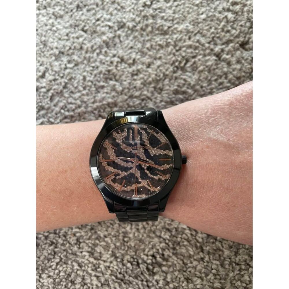 Michael Kors Slim Runway Midnight Safari Zebra Watch (Model MK3316)